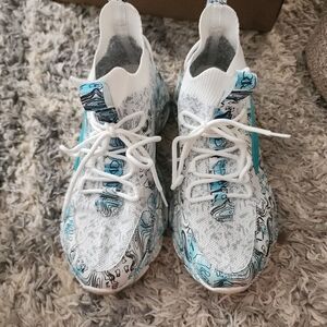 Stylish White and Blue Sneakers Size 9.5 Worn Once